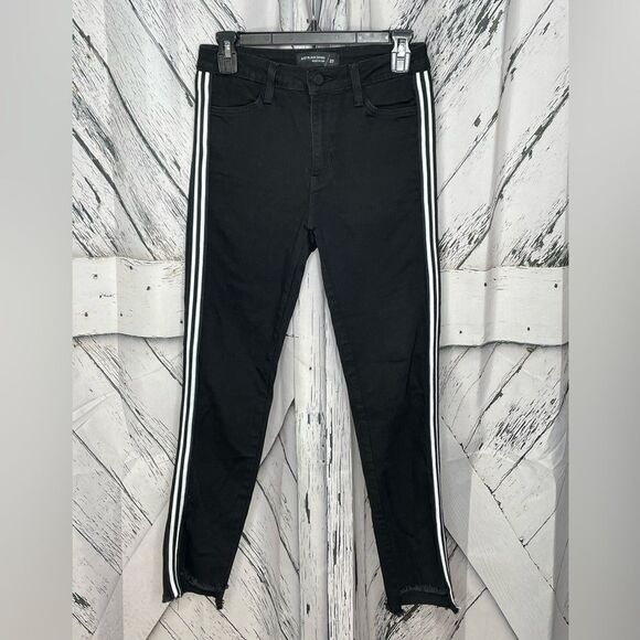 Just Black Denim stretch racer stripe frayed hem jeans size 27 - Picture 2 of 9